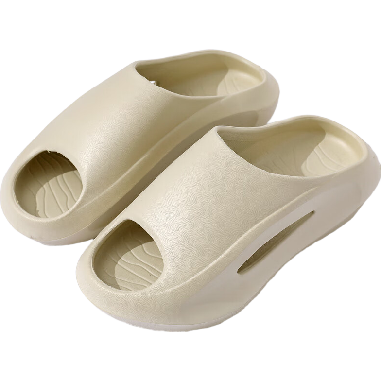 Huamei Jianbu Outdoor Sports Cushioned Slippers Unisex Thick Sole Non-Slip Sandals HM24158 Khaki Size 38-39
