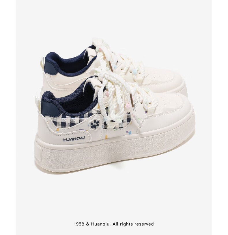 Global New Women's Shoes Artistic Casual Versatile White Sneakers College Style Daily Sneakers XHQ-G1007 Beige Deep Blue Size 39 6