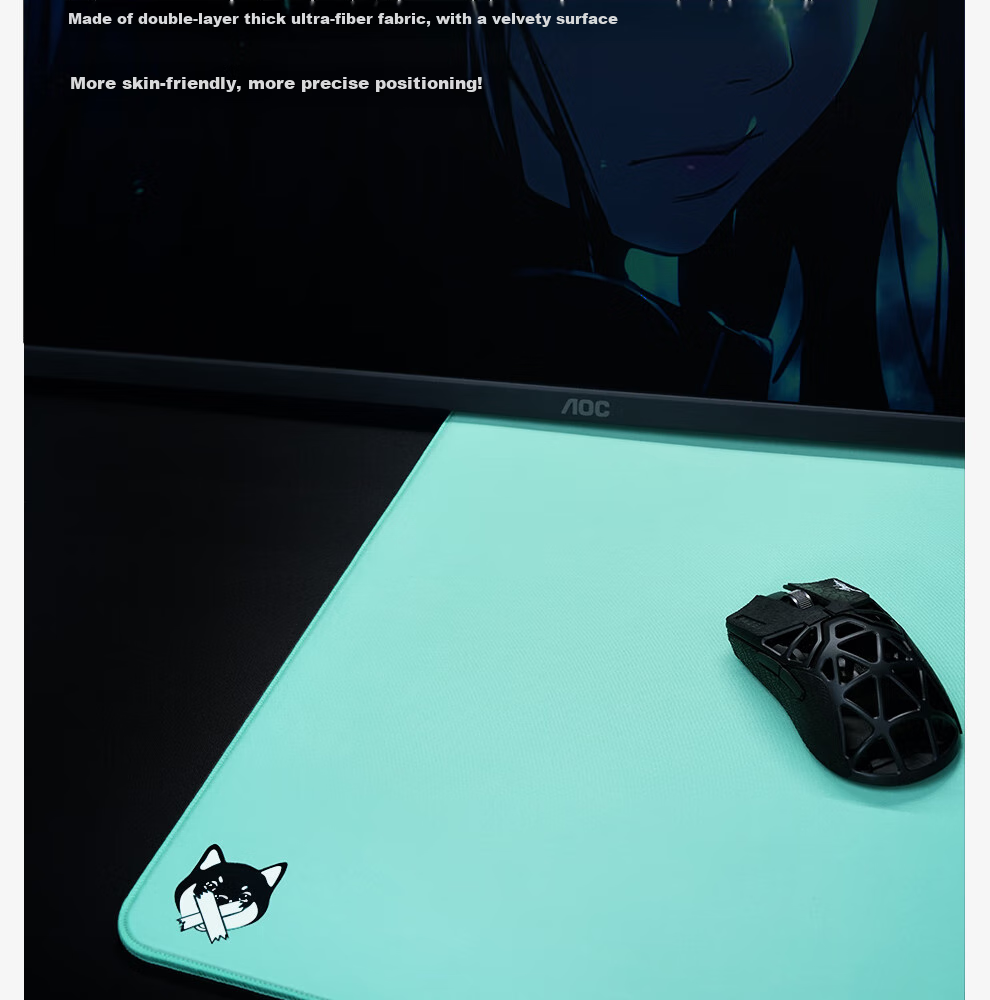 Zhenhuo Gaming Mouse Pad for FPS, Solid Color Edge-Bound Skin-Friendly Rubber Mat, Large Office Desk Pad, Wanchu CSGO Green 490*420*5 with Rubber Base 3