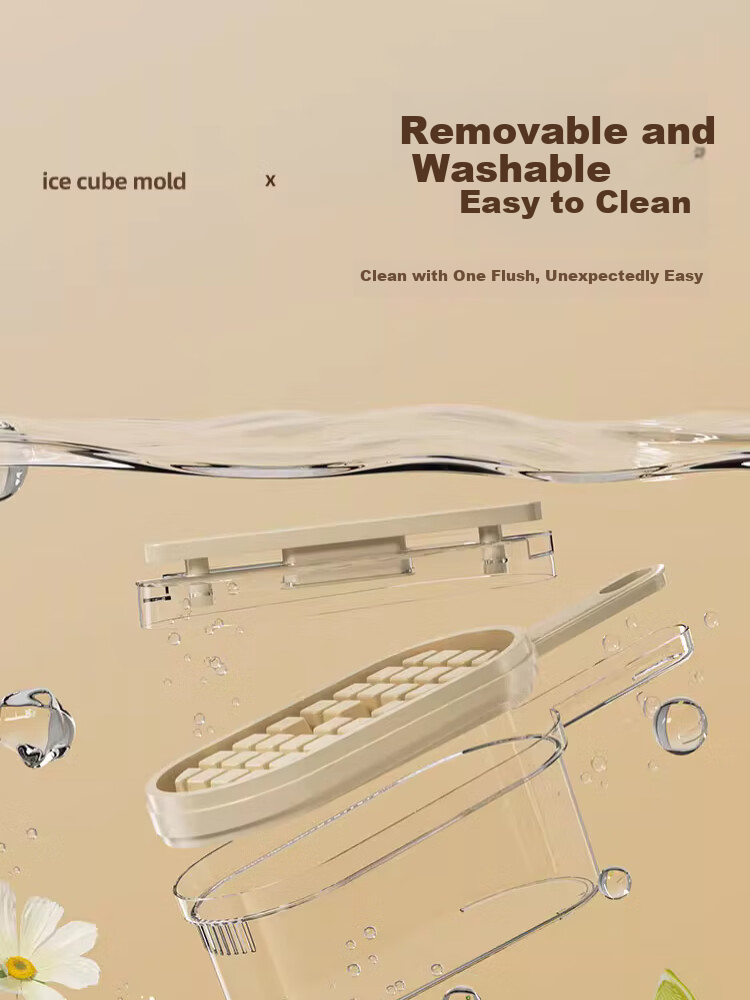 Jingmao Ice Cube Mold, Ice Tray, Freezer Mold, Ice Cube Maker with Storage Box, Double-Layer 56 Compartments, Includes Ice Scoop, Food Grade 9