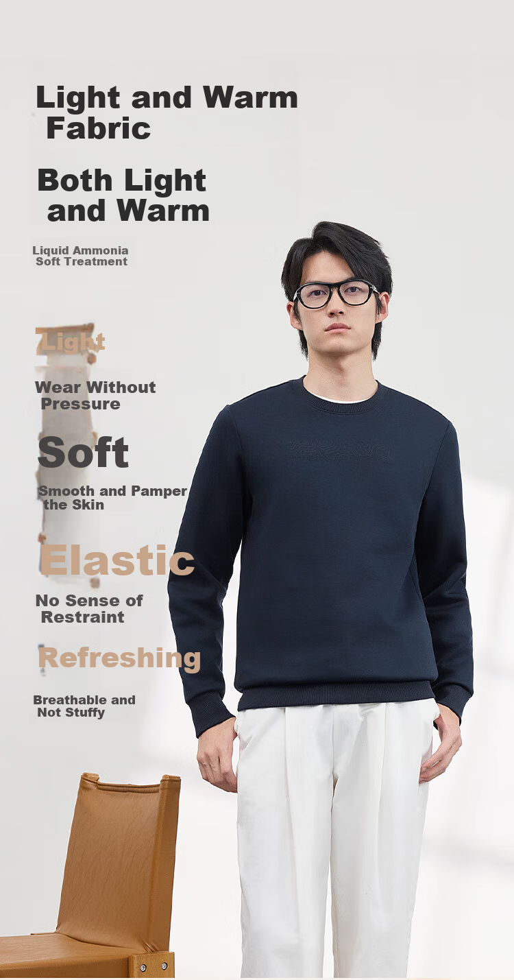JD Original [Skin-Friendly Air Layer] Men's Sweatshirt Jacket, Spring And Autumn New Casual Long-Sleeve Menswear T-Shirt, Deep Navy Blue, M 4