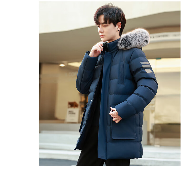 PLAYBOY Cotton Coat, Winter Mid-Length Style, Thickened Warm Padded Jacket, Plus Size Outerwear, Black, 5XL 18