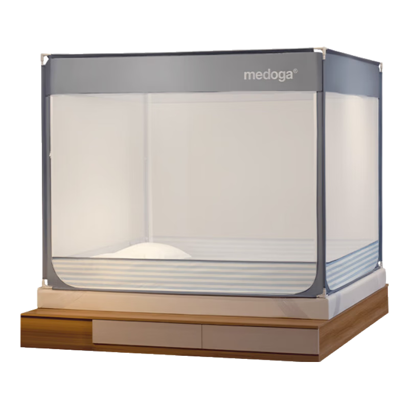 MEDOGA Class A Baby And Child Anti-Fall Mosquito Net Fence, Two-In 1.8x2 Meter Bed, Home Use, Luminous Blue [Antibacterial And Anti-Mite]