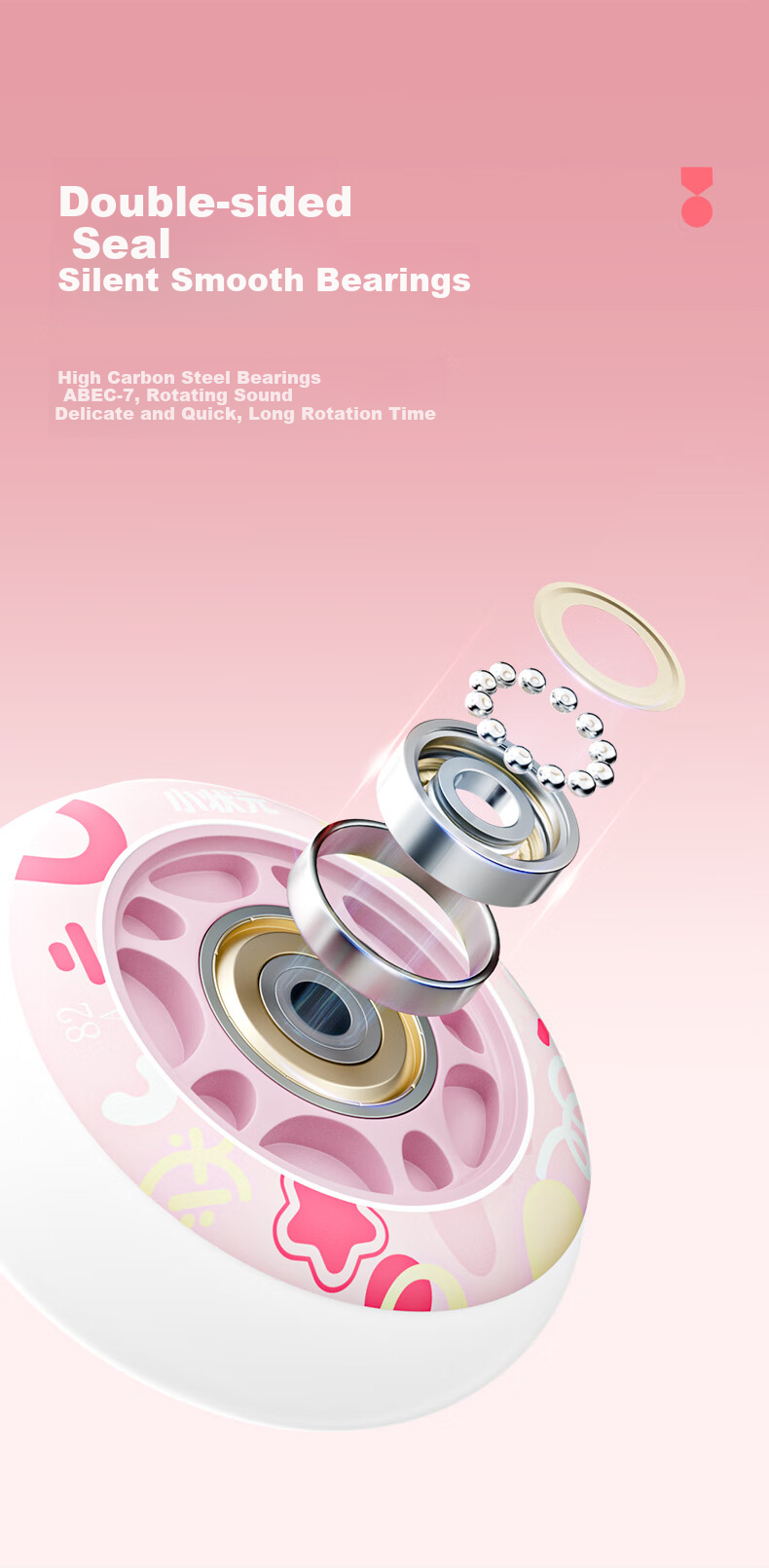 Xiaozhuangyuan S5 Flat Roller Skates for Children, Professional Inline Skates with Full Lighting, Suitable for Primary And Secondary School Students, Birthday Gift, Pink, Size M 5