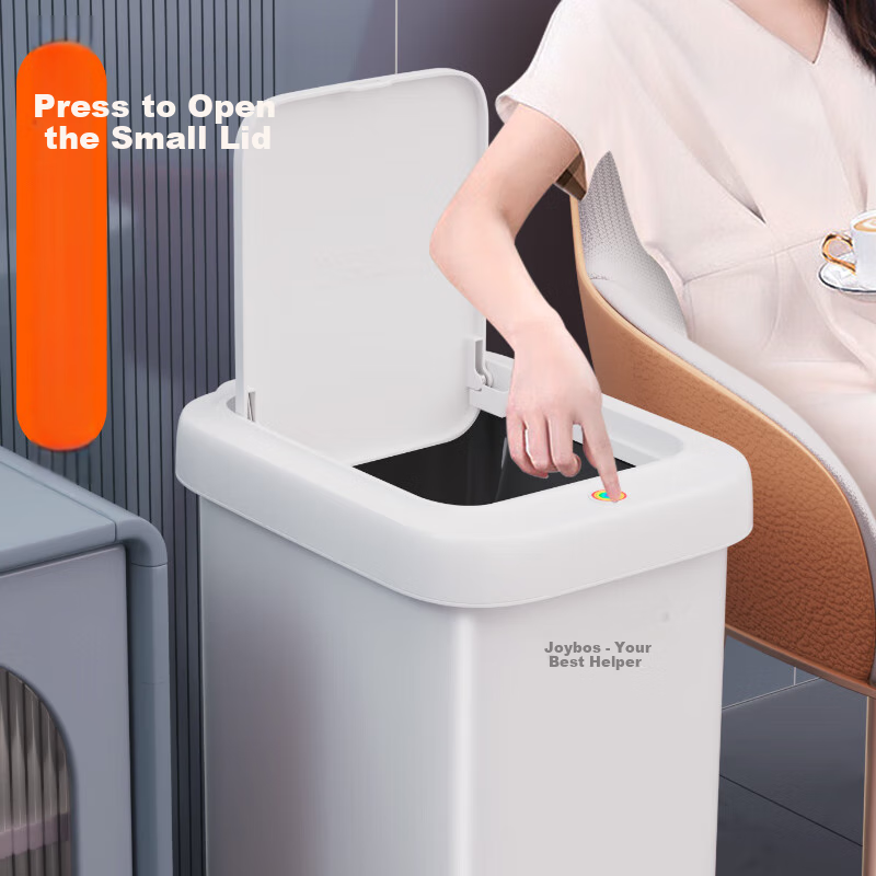 Jiabangshou Bathroom Slim Trash Can, 8.5L Small Size, for Home Use, 2026 New Model, Manual Push Button, Suitable for Bedroom, Toilet, Living Room And Kitchen, with Lid