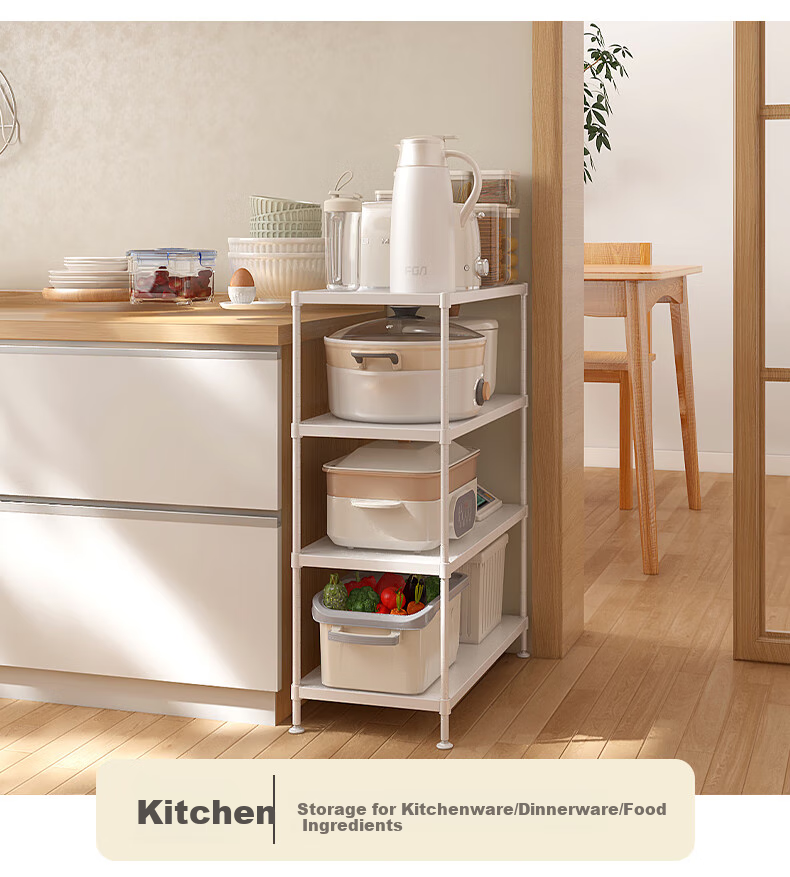 Chuanjing Kitchen Storage Rack, Floor-Standing Three-Tier Storage Shelf, Multifunctional Iron Art Storage Rack, Household Shelving Unit, Flower Stand, Small Bookshelf 4