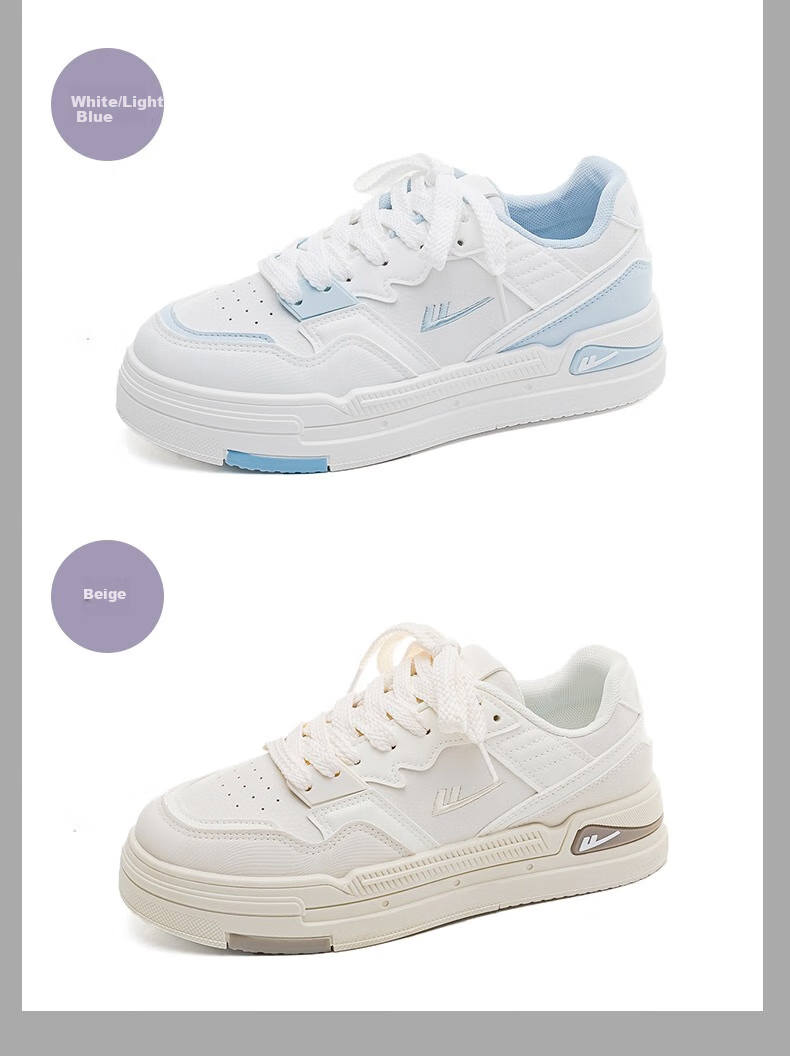 Huili Women's Shoes, White Sneakers, Trendy And Versatile Casual Shoes, Stylish Footwear for Women, 2662L White And Purple, Size 35 14
