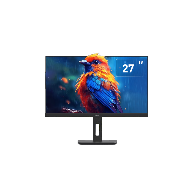 AOC Monitor, 27-Inch IPS Computer Display Screen, Height Adjustable And Rotatable, Office Study Eye Protection Low Blue Light, Desktop Expansion Laptop External Display Screen 27P10Q