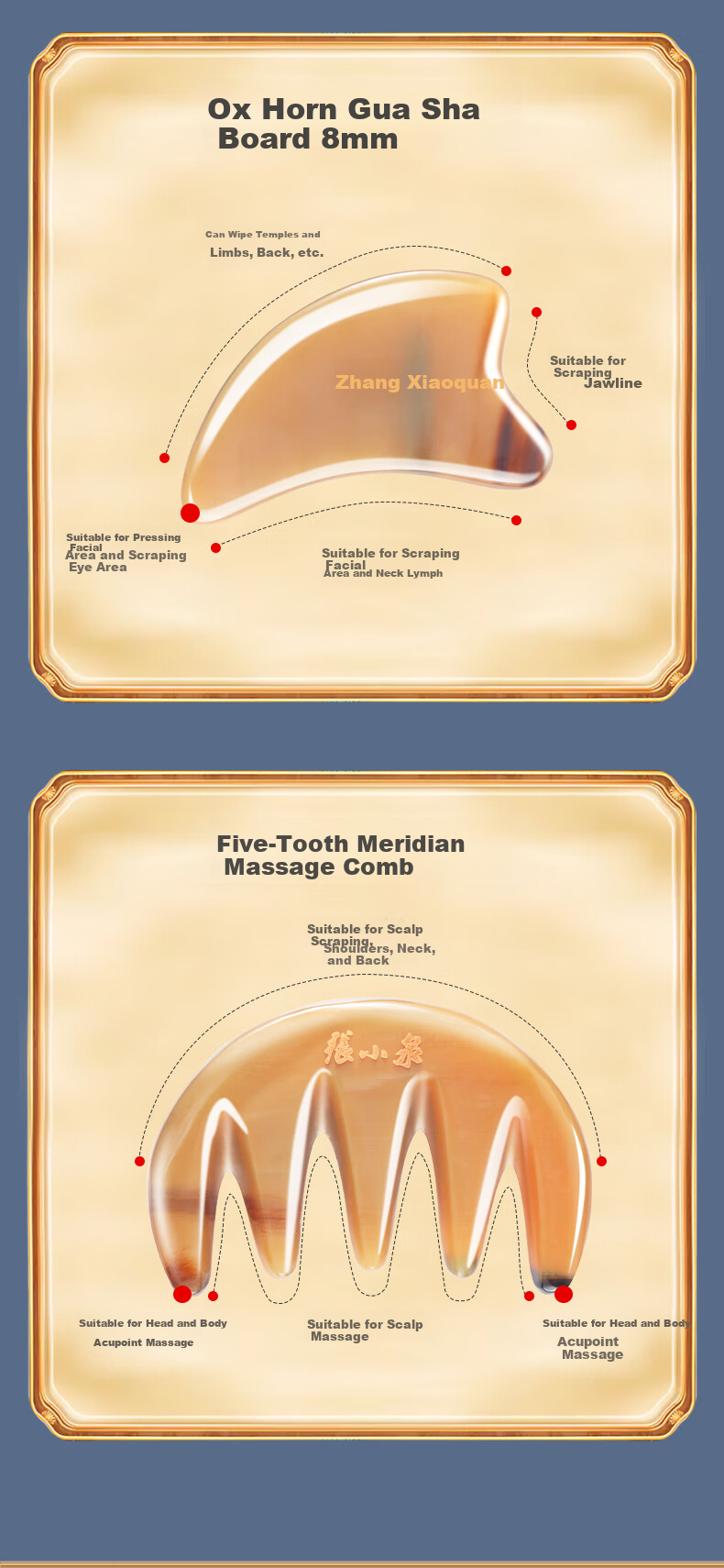 Zhangxiaoquan Ox Horn Gua Sha Board, Facial Gua Sha Lifting Massage Beauty Tool, 6MM Ruyi Series, Home Face Lifting Device 4