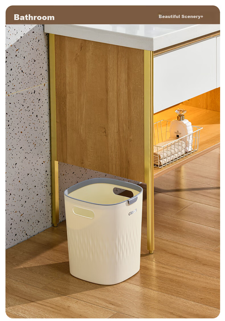 Zhailishi Lidless Trash Can, 11L Square White, for Home Living Room Bedroom Bathroom, Narrow Gap Slim Trash Ca 5