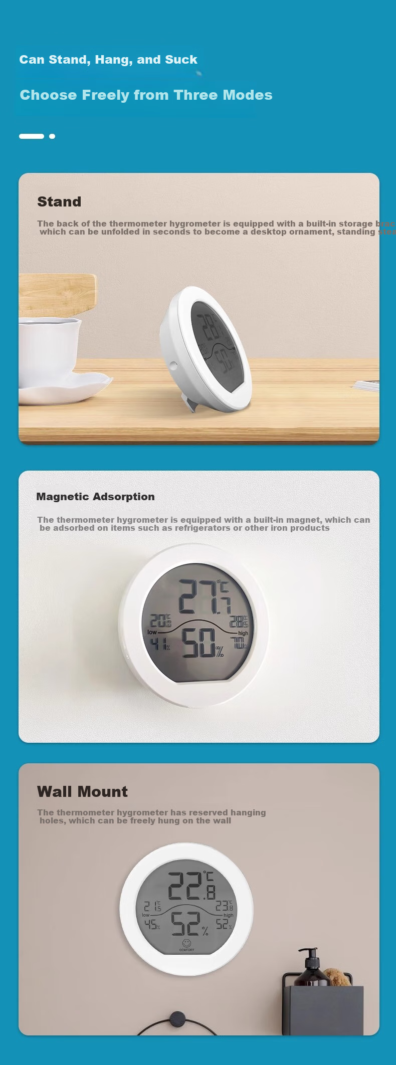 Beihai Electronic Thermometer And Hygrometer for Indoor Home Use, Smart Networked High-Precision Temperature Meter Clock with Remote WiFi And Tuya Recording Functio 7