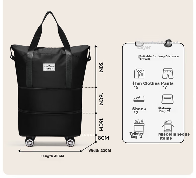 Huili Travel Bag, Large Capacity Luggage Bag for Men And Women, Lightweight Detachable Design with Universal Wheels, Expandable with Wheels, Portable And Carry-On Approved 4