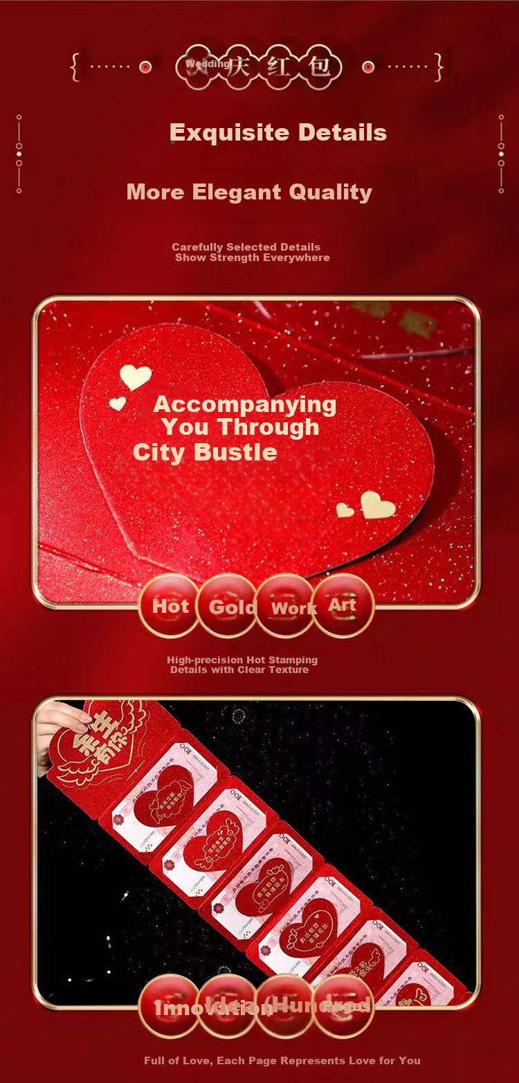 Qingwei 520 Proposal Confession Ceremonial Folding Red Packet, Mother's Day Gift for Wife, Birthday Present, "You'll Always Be There" 6 Cards 4