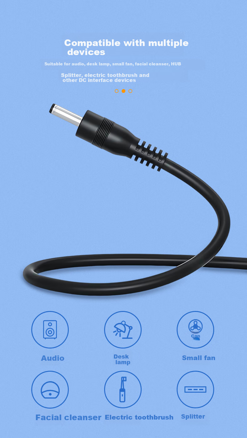 Sanlin Power Cable, USB to DC Round Hole Charging Cable, Adapter/Router/Lamp Power Cord, 5V USB to DC 5.5*2.5*1 Meter, SL-20USB 2