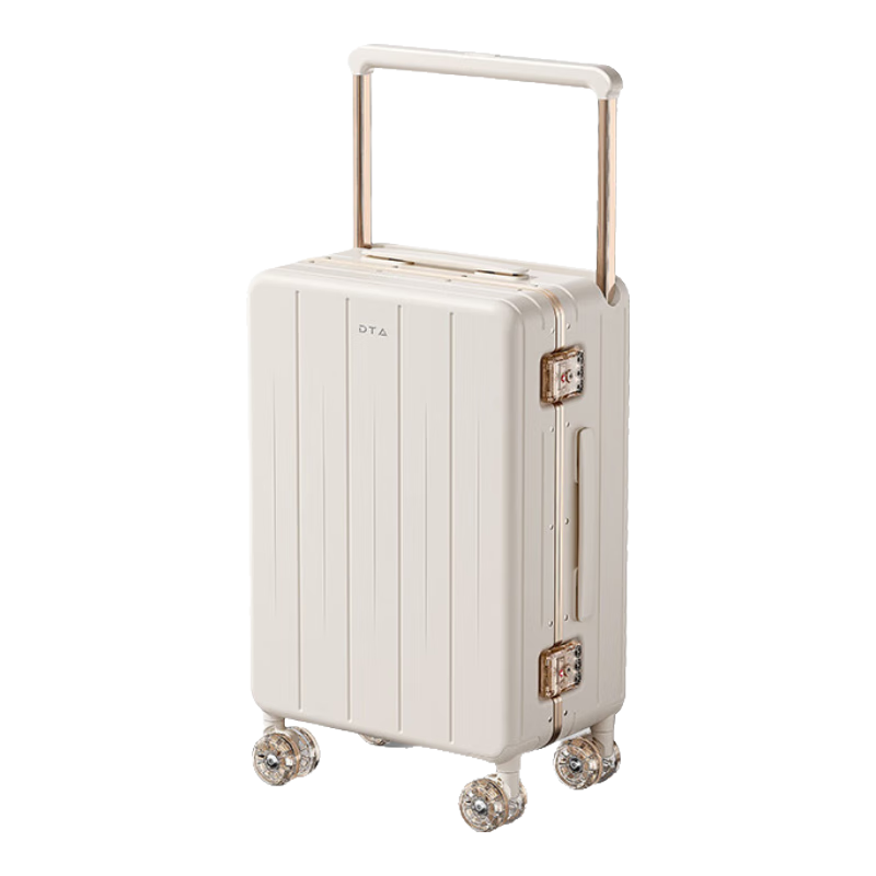 DTA Aluminum Frame Wide Handle Luggage Women New Large Capacity Trolley Case Men Business Trip Password Travel Suitcase Milk Apricot 24 Inch