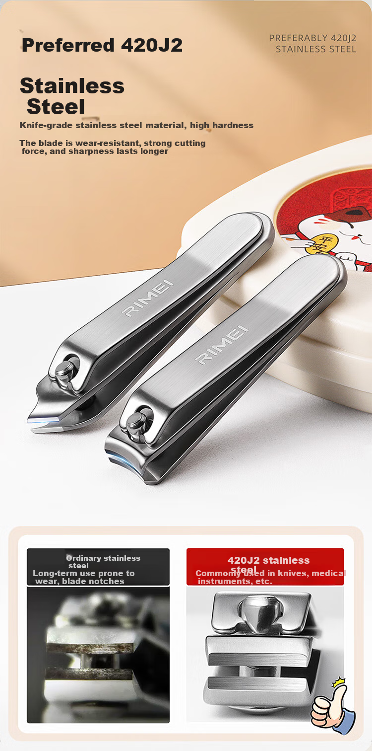 Jindarimei Nail Clipper Set, Four-Piece Tool Kit Including Nail File, Ear Pick, Portable Stainless Steel Straight And Diagonal Nail Clippers 2