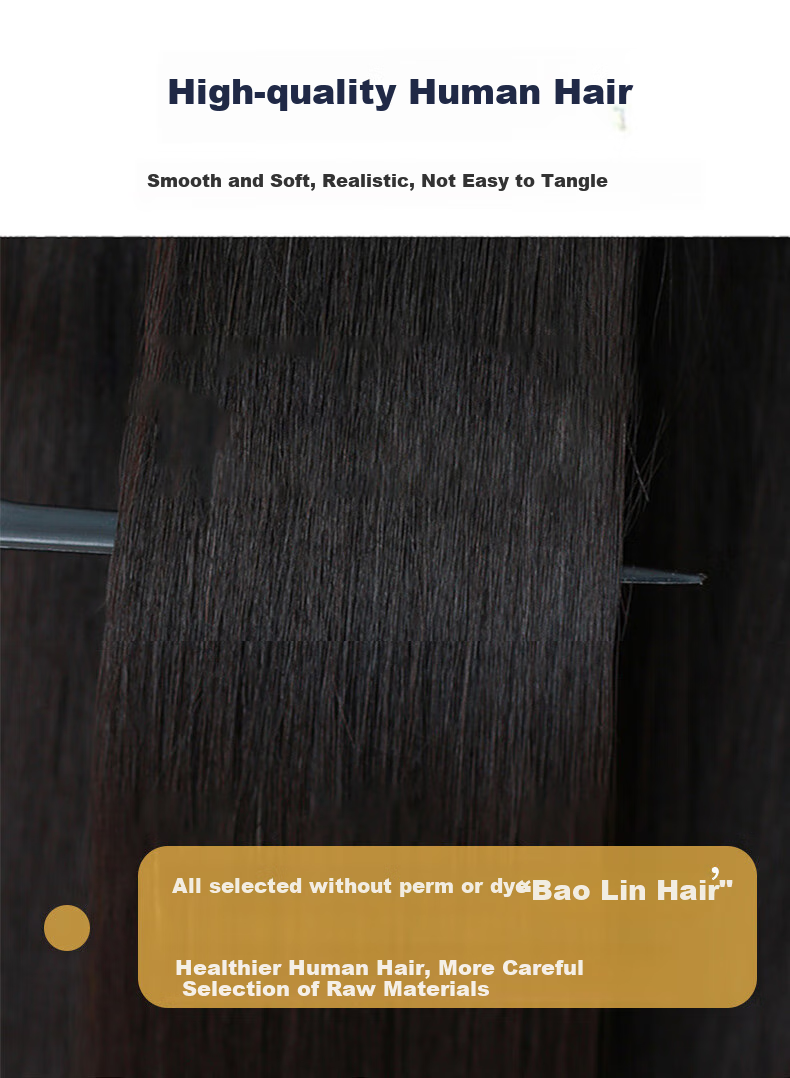 Baisitang Men's Wig Natural Full Head Cover Real Human Hair Wig 100% Real Hair Wig for Men with Slight Parting And Bangs 7
