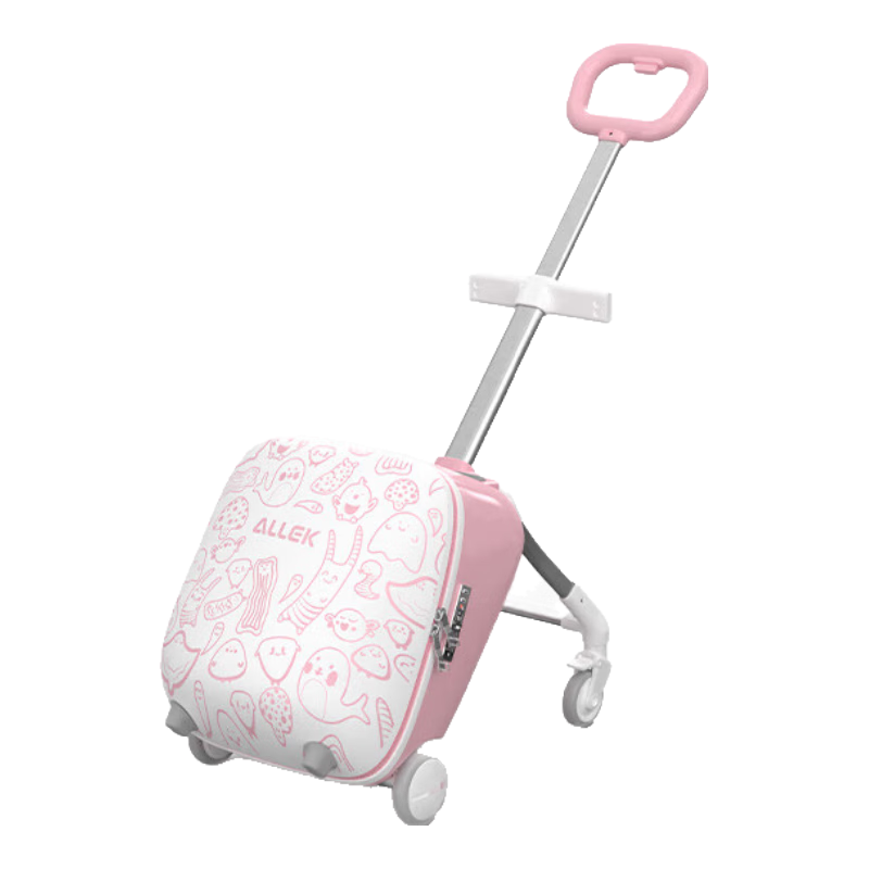 ALLEK Kids Ride-On Luggage Pink Standard Edition Travel Carry-On Suitcase