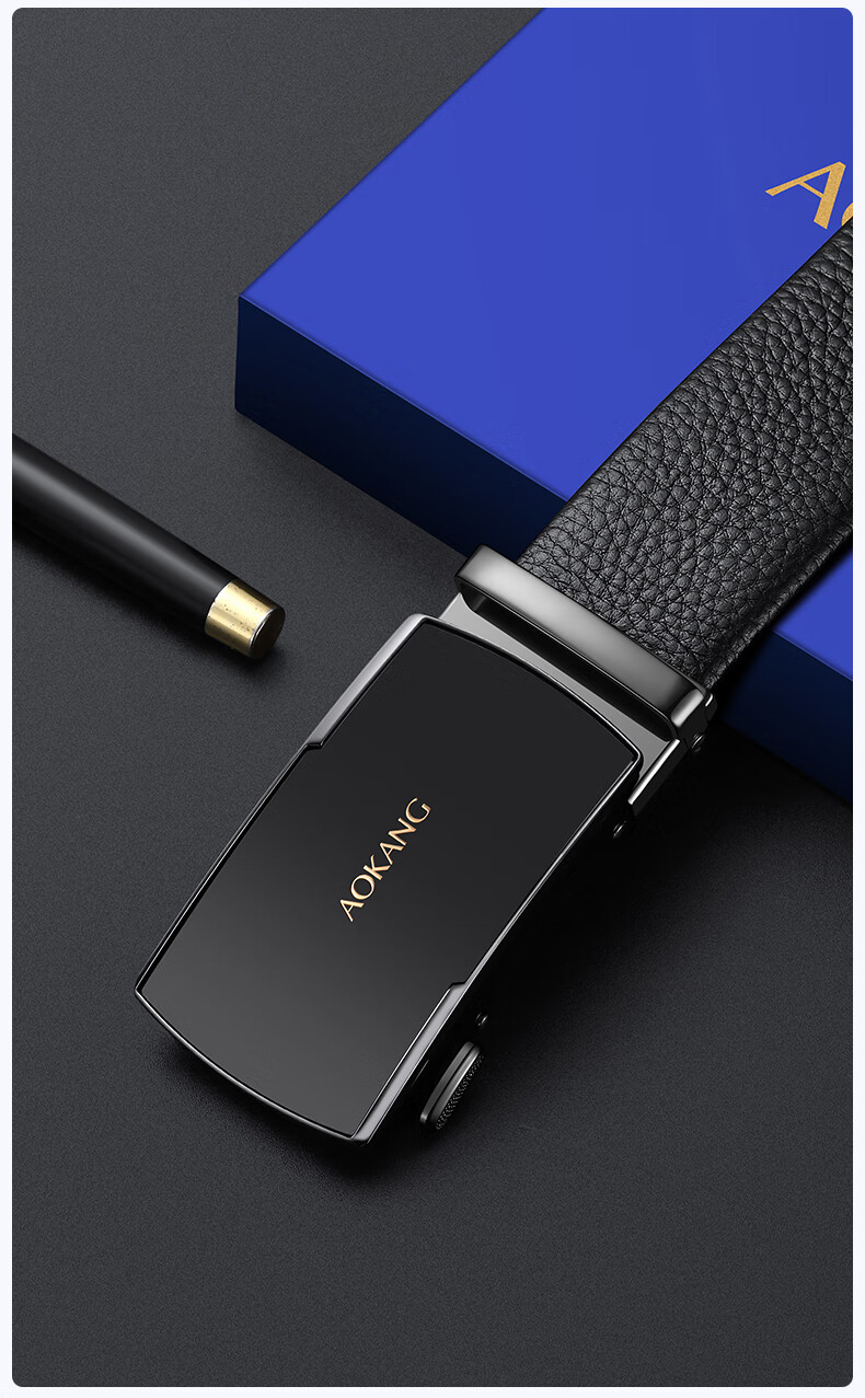 Aokang Men's Genuine Leather Belt Automatic Buckle First Layer Cowhide Business Commuter Men's Waist Belt Gift for Men 4