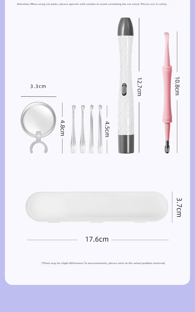 Shijian Children's Ear Pick, Illuminated Visual Ear Cleaning Tool Set, Rechargeable Version, 2-Piece Set, T86W 19