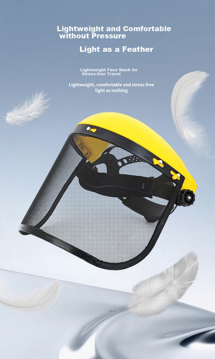 Andatong Grass Cutting Mask, Lawn Mower Protective Face Shield, Protective Gear Helmet, Dust-Proof Pesticide Spraying Goggles, Anti-Explosion Special Mask, Steel Wire Mask, Yellow 5