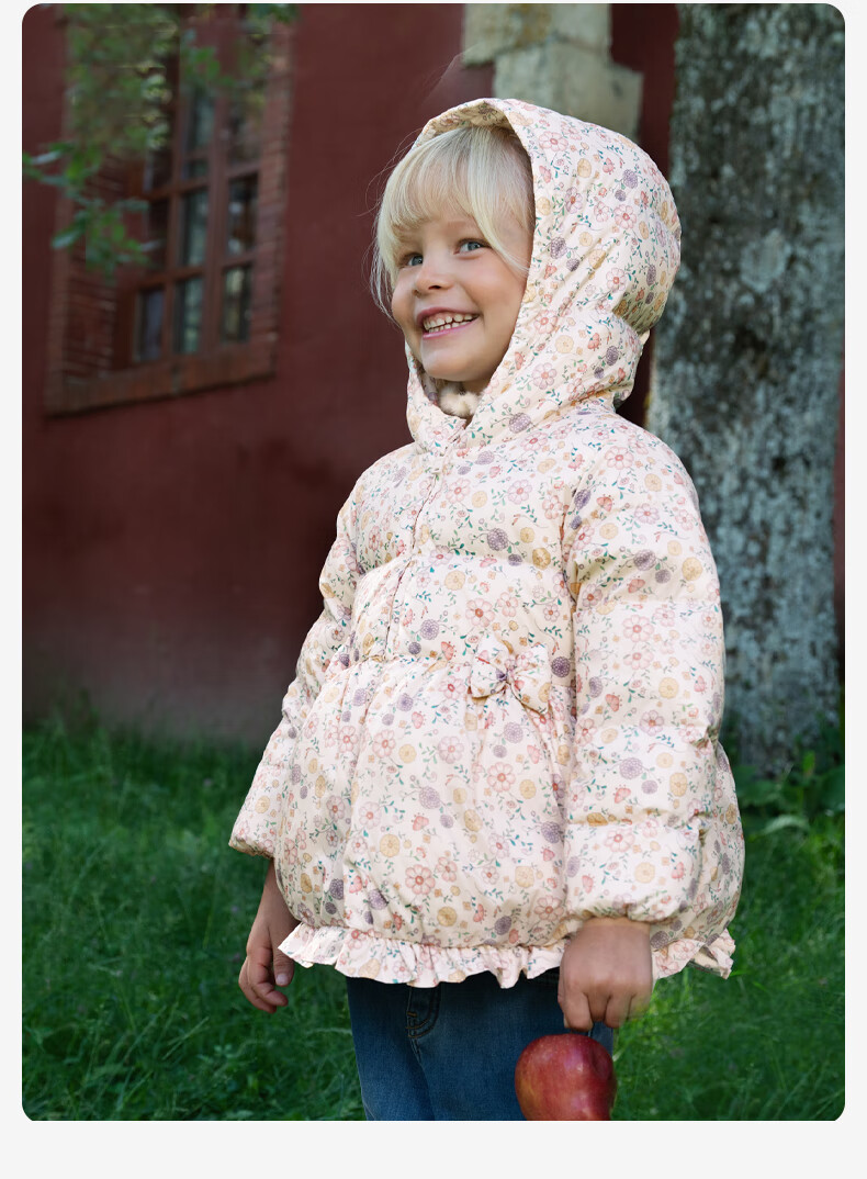 DAVE & BELLA Kids Antibacterial Down Jacket Girls Waterproof Coat Baby Winter Floral Top 1