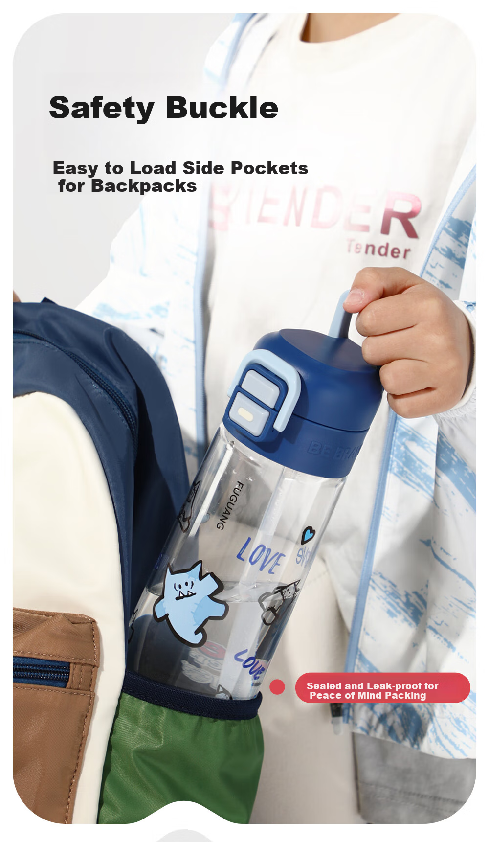 Fuguang Children's Water Bottle, Tritan Student Straw Cup, Portable, for Boys And Girls, Summer Use, Heat-Resistant, Shatterproof Plastic Cup, 468ml 10