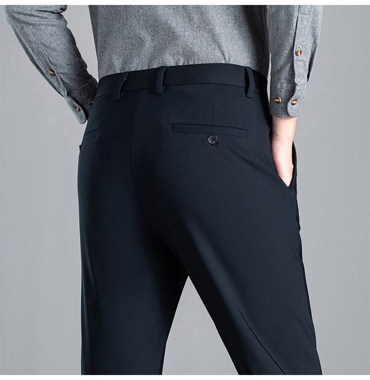 ROMON Men's Straight-Leg Dress Pants Casual Loose Business Versatile Simple Suit Trousers Black 36 1