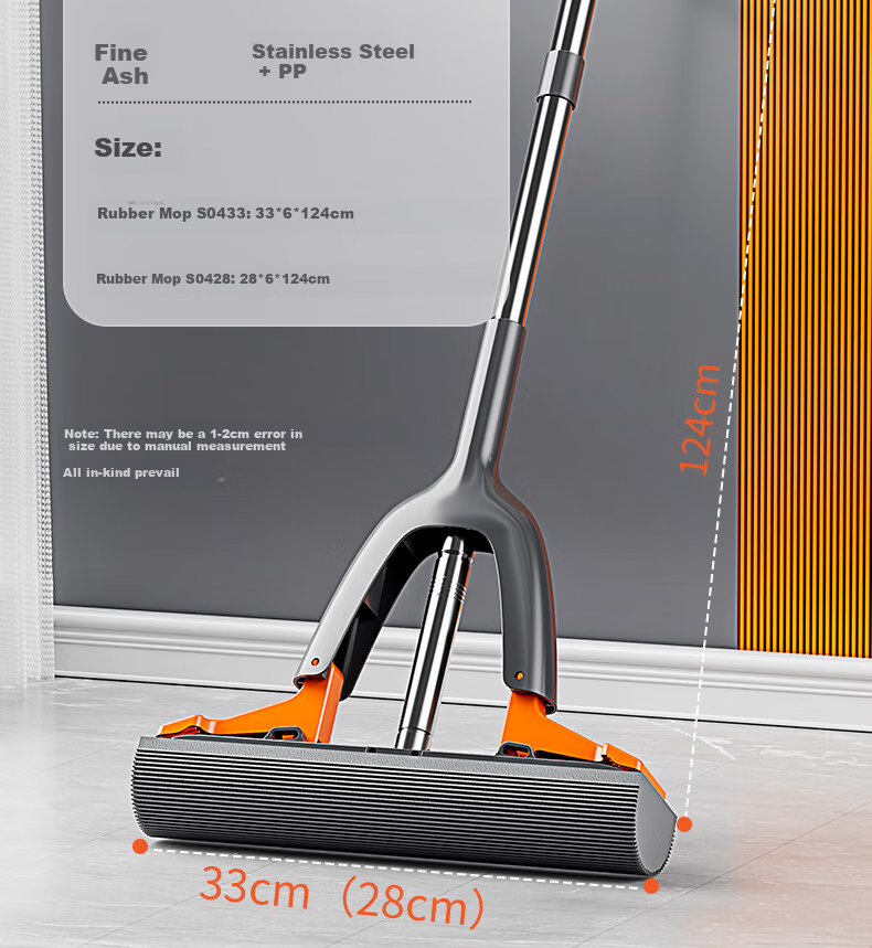 Jiabangshou Sponge Mop, 28cm, 2 Heads, Household All-In No-Hand Cleaning, 2026 Floor Cleaning Wonder, Mop Cloth, Absorbent Rubber Cotto 12