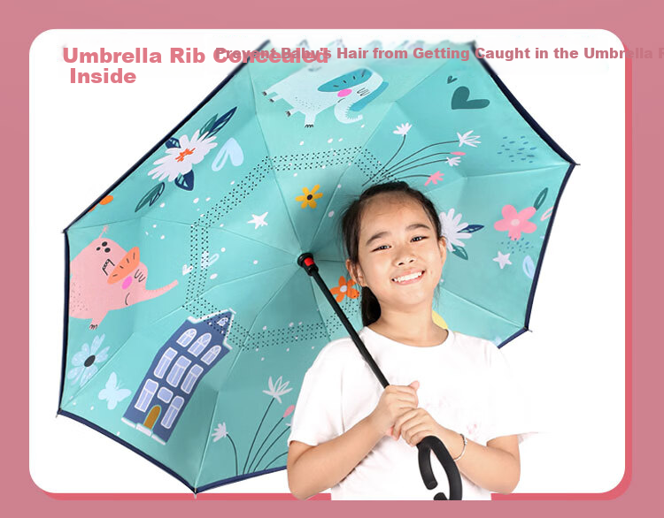 Qimaimai Children's Umbrella, Safety Reverse Umbrella, Sun Umbrella, Shade Umbrella, Sun Protection Umbrella, Kindergarten And Primary School Student Boy Small Umbrella 12