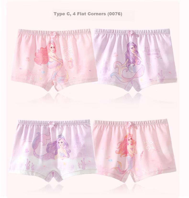 Duomiaowu Girls' Antibacterial Breathable Underwear, Children's Boxer Briefs, Girls' Triangle Shorts, K00060 Triangle Panties, Size 140 10