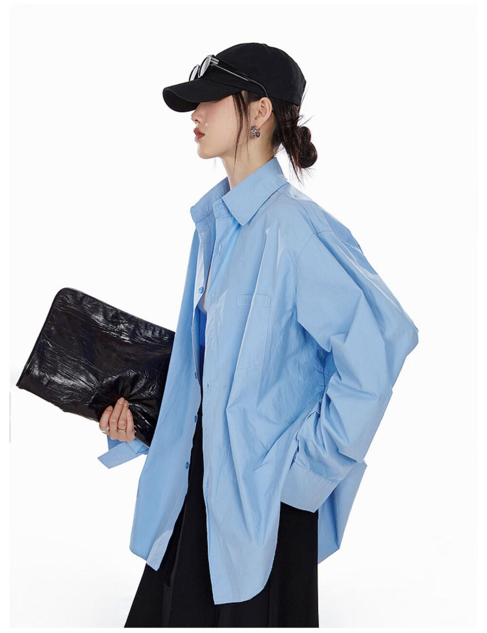 ICH MODE American Vintage White Shirt Women Casual Loose Fit Trendy Blouse Jacket Top Lazy Style White M 5