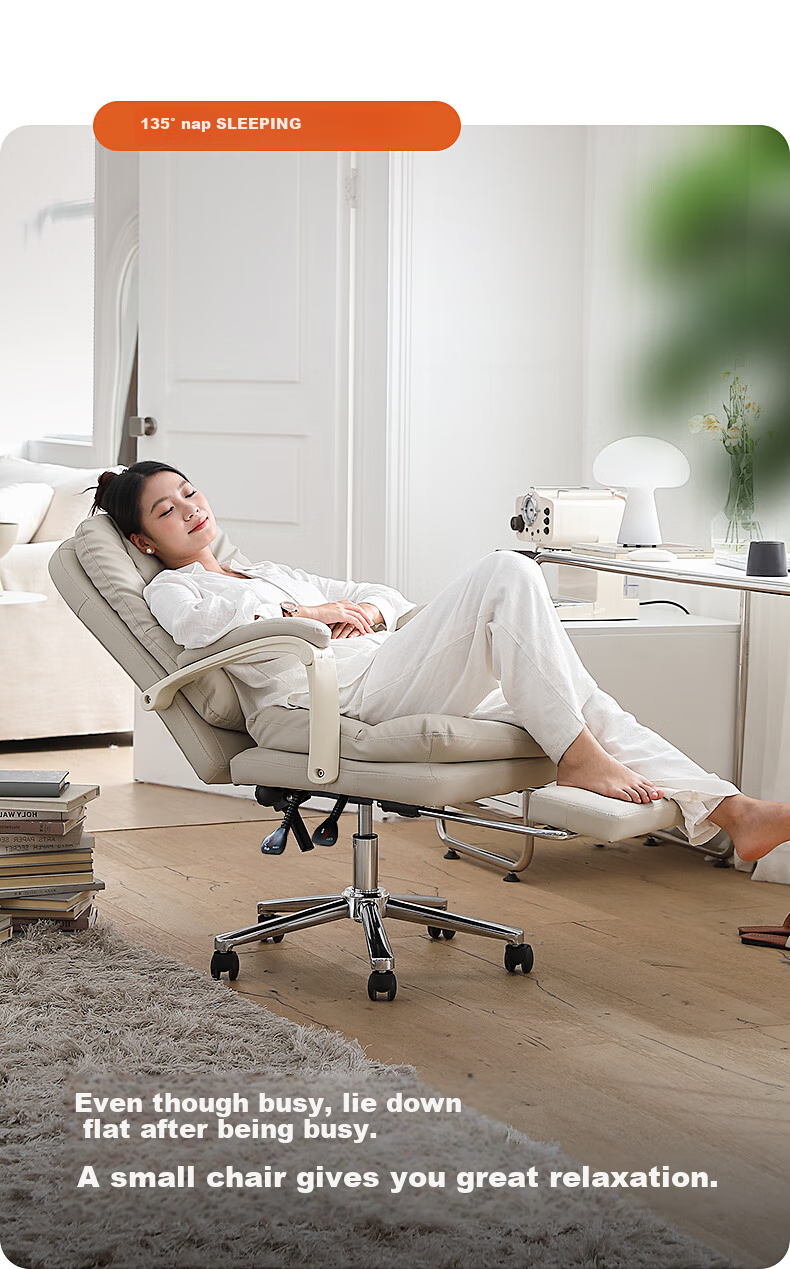 Guquan C733 Milk White Ergonomic Office Chair for Home, Long Sitting, Study, Dormitory And Study Room - Reclining 16