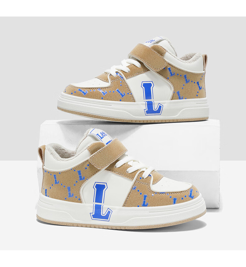 LEE KIDS Children's Shoes, Autumn Casual Sneakers for Boys And Girls, Lightweight Sports Shoes for Older Kids, Beige Blue, Size 34 26