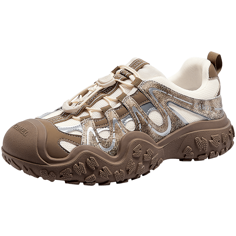 CAMEL Aurora Ugly Cute Women's Outdoor Hiking Shoes Colorblock Thick Sole Casual Shoes L26S202026A Beige/Brown 37