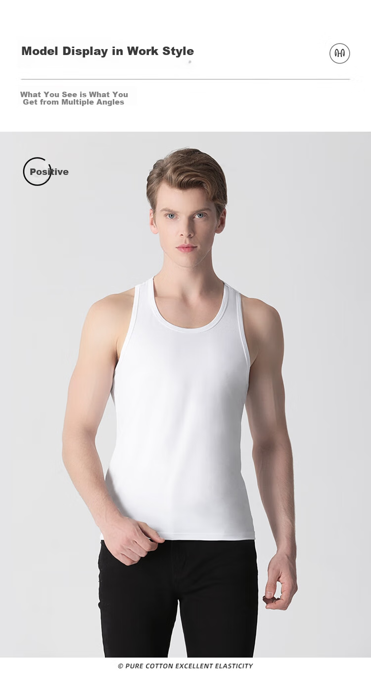 Hengyuanxiang [100% Pure Cotton] Sleeveless Tank Top for Men, High-End Sports Sweat-Absorbing Breathable Fitness Undershirt Underwear 13