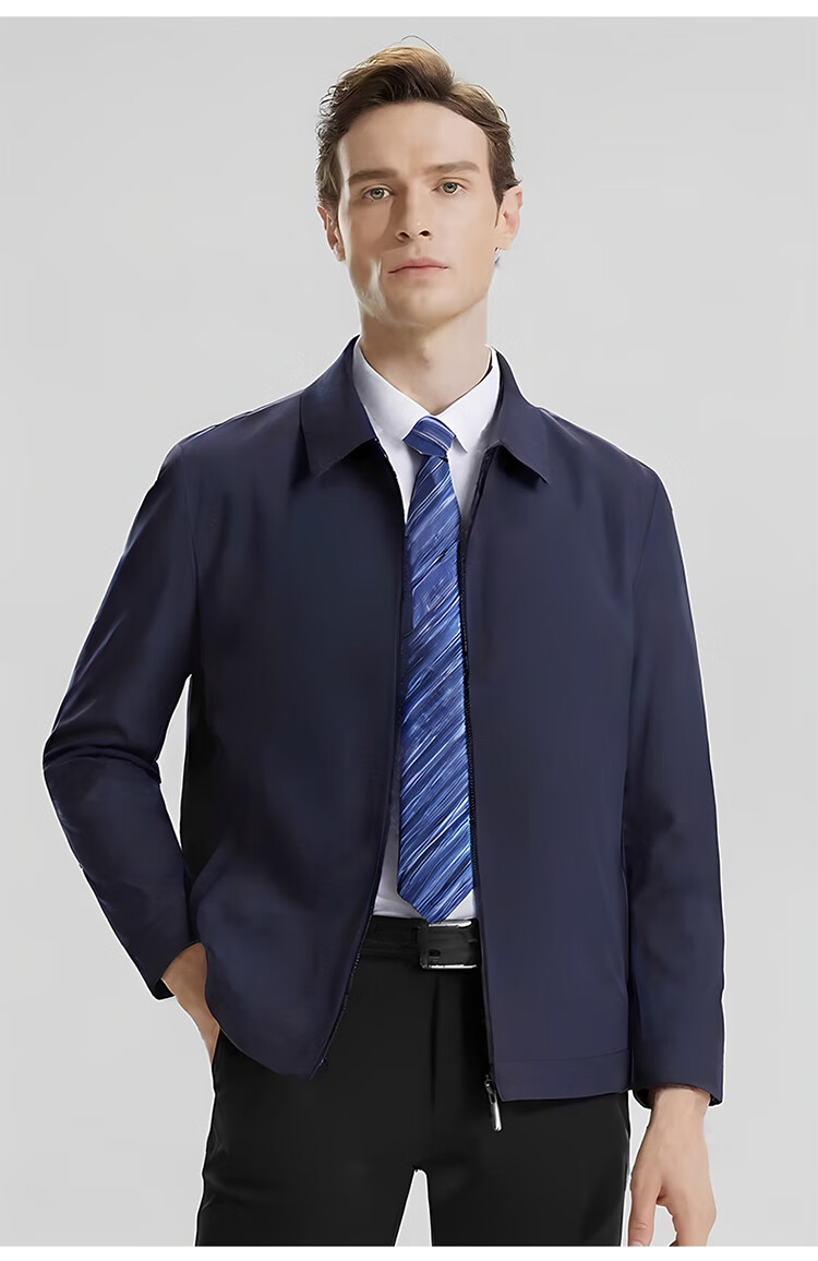 TUCANO Men's Business Casual Executive Lapel Jacket Fashion Solid Color Coat Navy 3XL Father's Day Gift 9