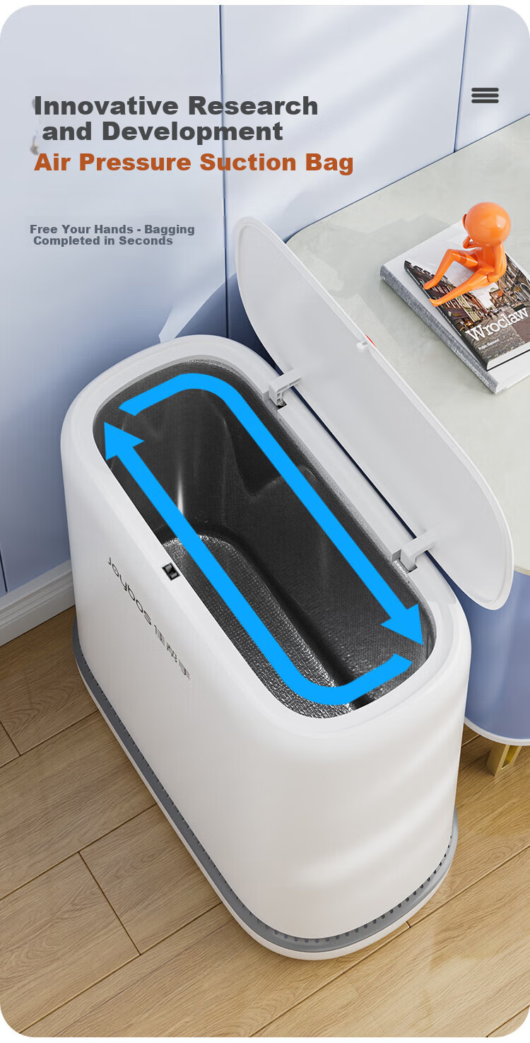 Jiabangshou Pressure-Resistant Garbage Bin, 8.6L Capacity, New Model 2026, with Lid for Bathroom, Living Room, Kitchen, Bedroom, Narrow Spaces 5