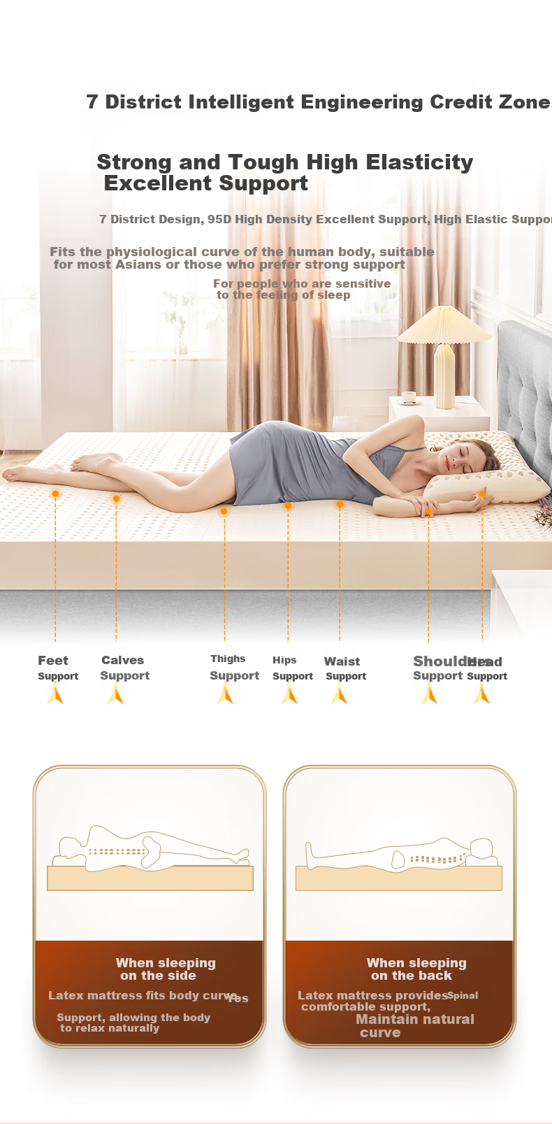 JD Original Premium Latex Mattress, Thai Imported Core 94% Natural Latex, 95D Double Size, 180x200x5cm 10