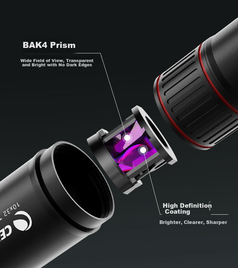 Celestron Leto 10X42 High-Definition High-Power Portable Monocular Smartphone Telescope Outdoor Hiking Concert Sports Black 9