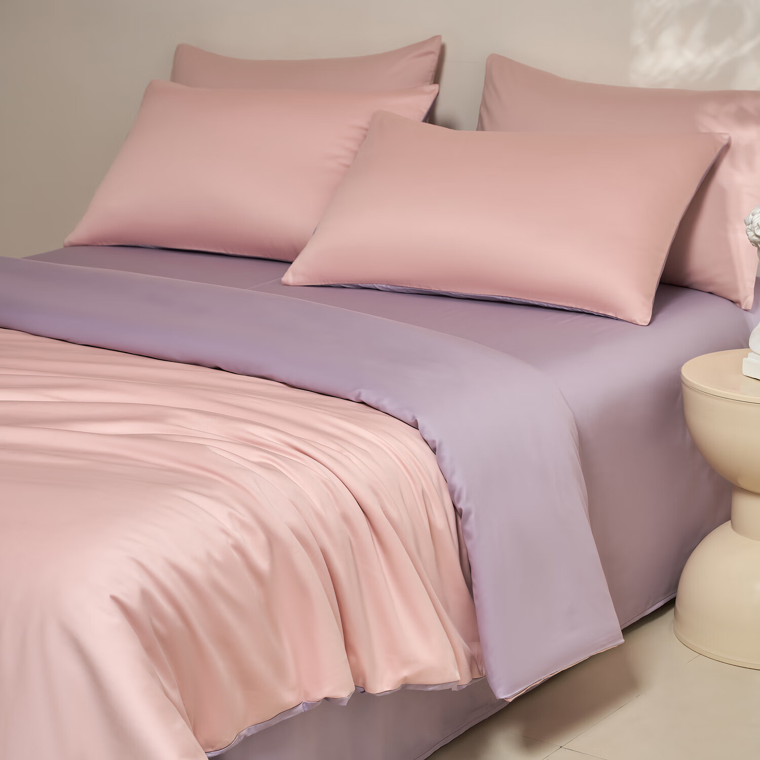 Комплект постельного белья Jiting, 60s Luxury Cotton Satin, 4 предмета, из чистого хлопка, стиль "Windborne Purple", размер 1.8/2.0м, с простыней