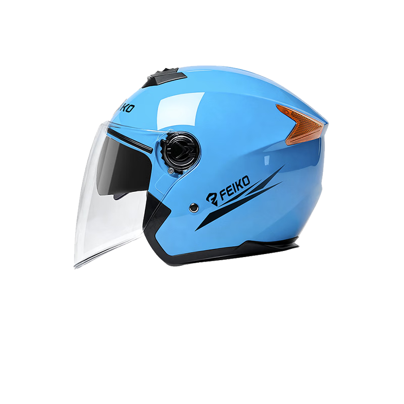 FEIKO National Standard Dual-Lens Helmet 3C Certified Electric Bike Helmet Unisex Four-Season Breathable Anti-Fall Safety Cap Blue L