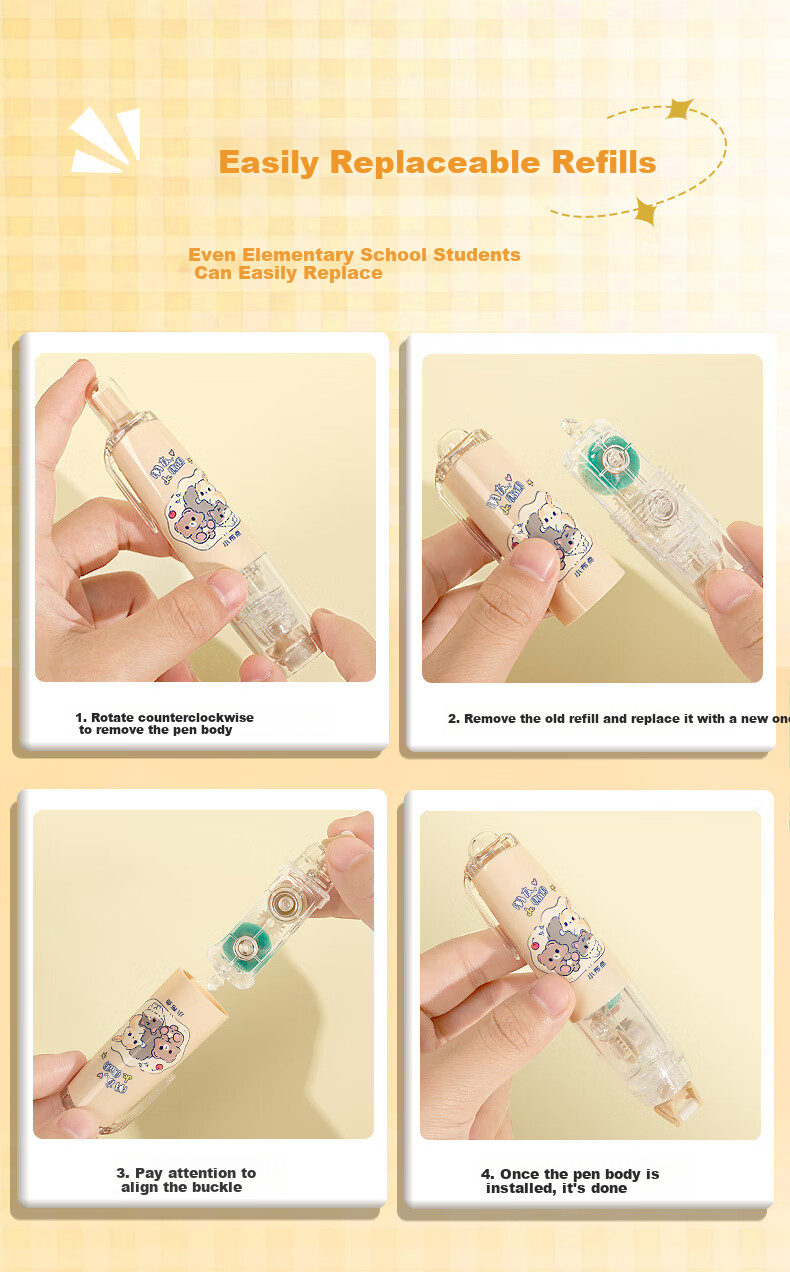 CHANGLi Push-Button Dot Glue Correction Tape Double-Sided Transparent High-Adhesive Student Error Correction Tape Journal Sticker Dot Glue Pen Children's Handcraft Dotted Double-Sided Adhesive Glue Large Capacity 12