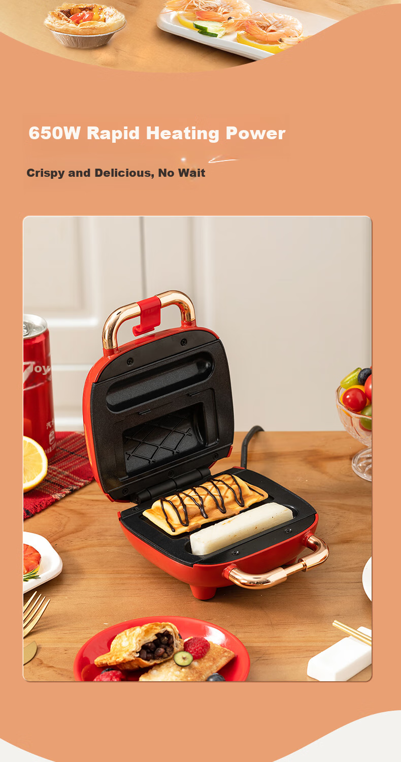 Kekoukele Home Double-Sided Heating Fully Automatic Non-Stick Easy-Clean Bread Toaster Waffle Maker Sandwich Breakfast Machine Round Plate 10
