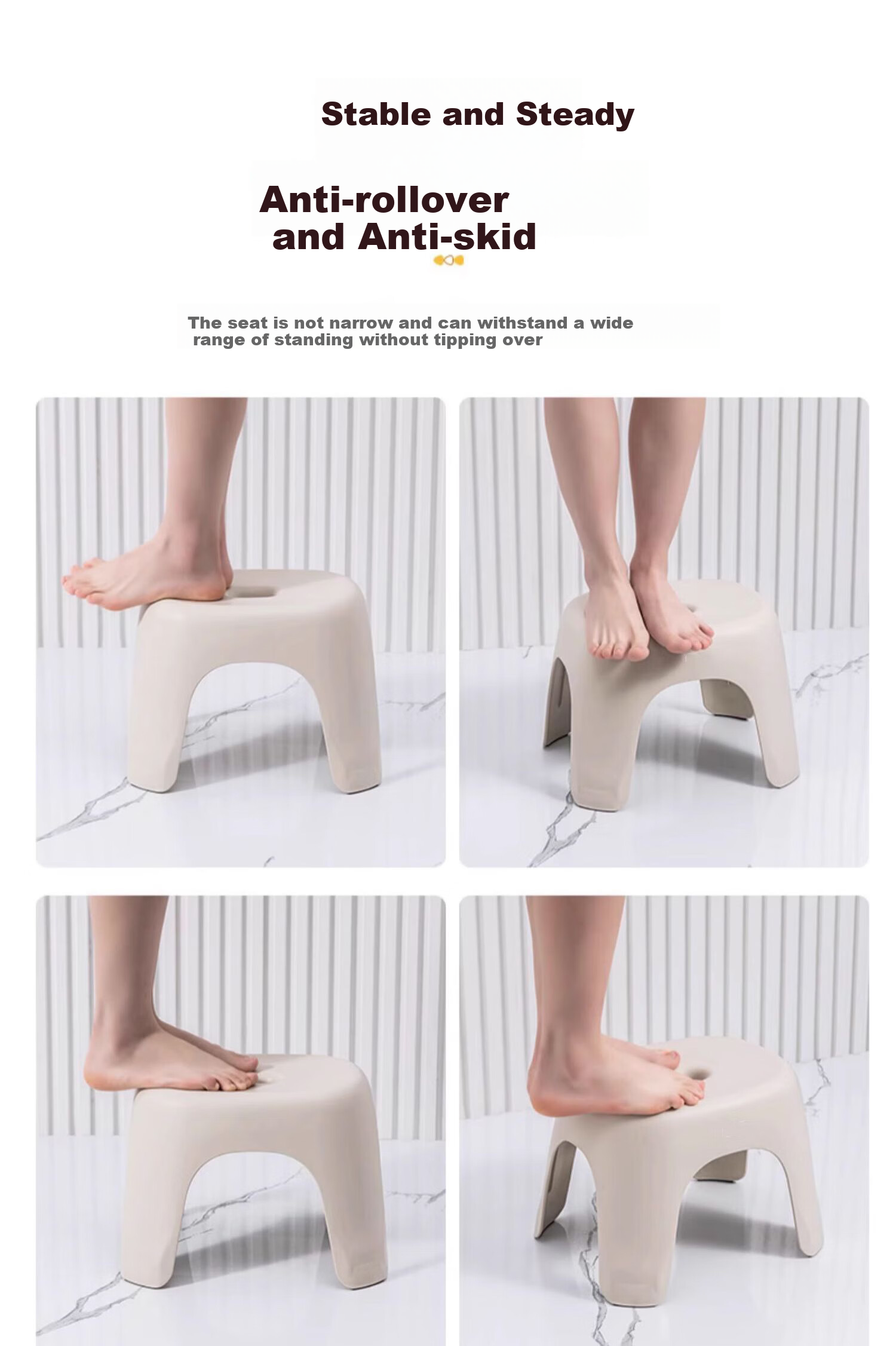 Guangduola Small Stool, Home Bathroom Shower Bench, Quiet Thickened Non-Slip Low Stool, Small Bench, Plastic Stool, Toilet Seat 6