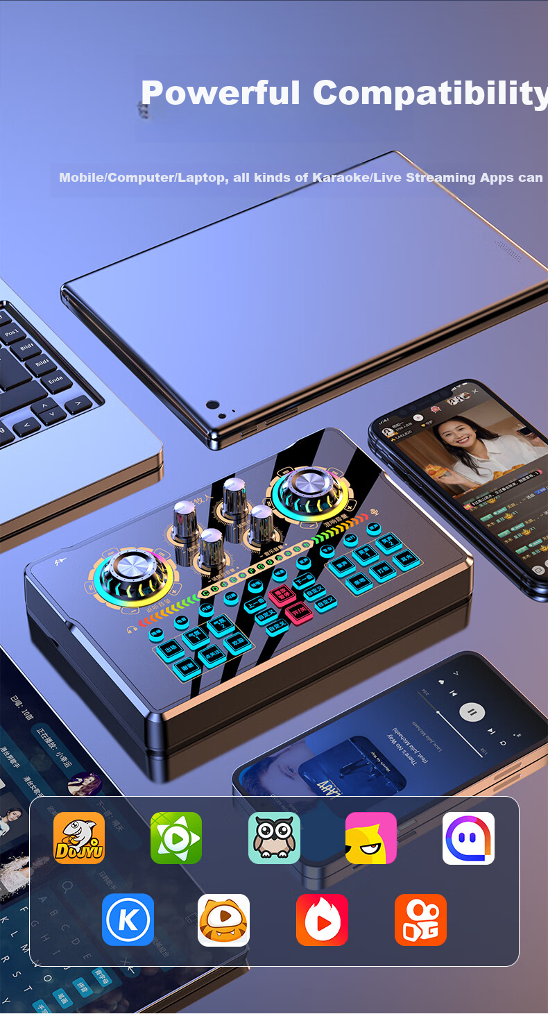 Haomuren Sound Card Kit, Live Streaming Equipment Set, Karaoke Microphone, Mobile Phone Singing Specialized, Internet Celebrity Douyin Host Outdoor Voice Recording, Professional Microphone, Computer Voice Changer 16
