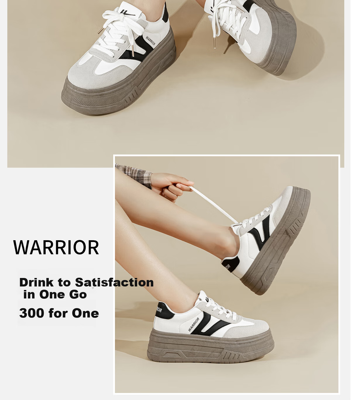 Huili Women's Shoes Spring Thick-Soled Training Shoes Versatile Comfortable Sneakers for Female Students Sports Casual Shoes Beige/white 39 7