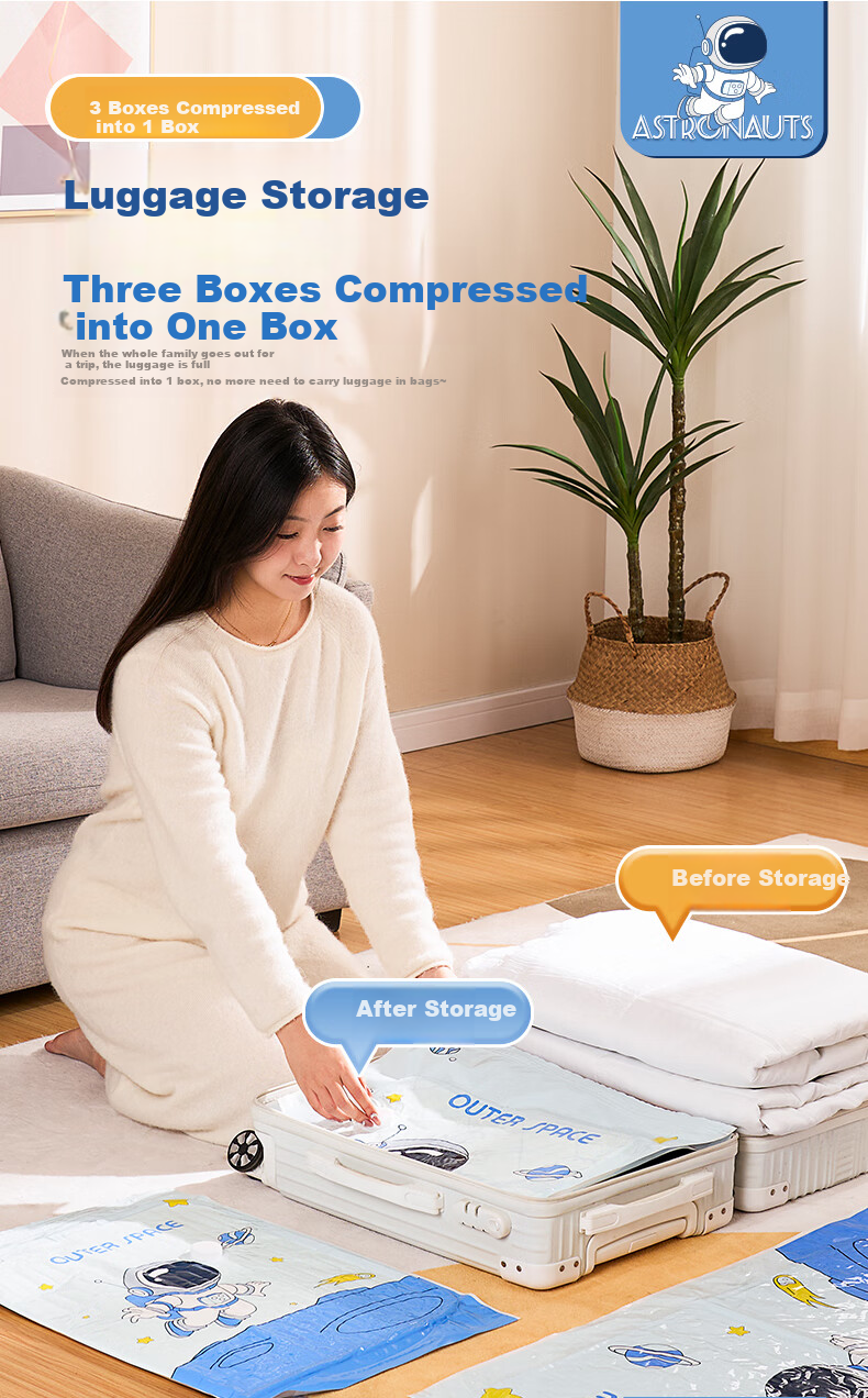 Quanpinwu Vacuum Compression Storage Bags, Extra Large Size, for Clothes And Quilts, Specialized for Down Jackets, Extra Thick, 13-Piece Set, Electric Pump for Air Extractio 2