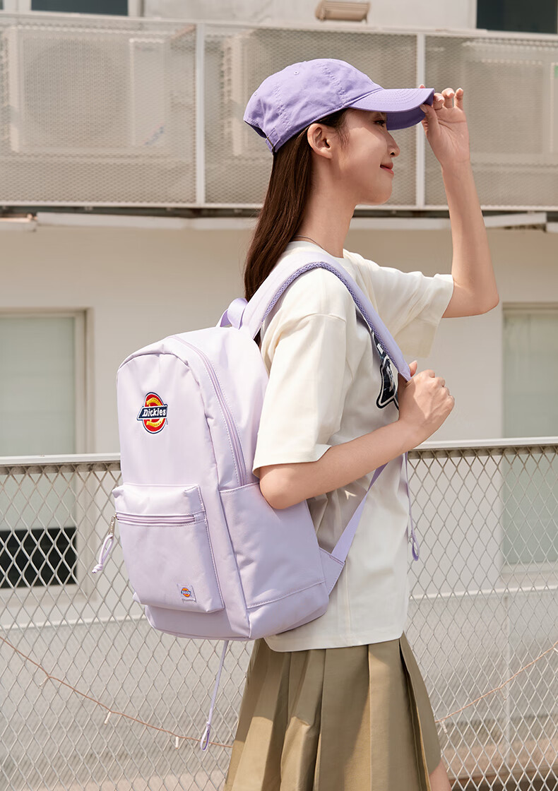 Dickies Embroidered Large Capacity Backpack for Middle and High School Students, Travel and Commuting, Unisex School Bag, Light Gray 11
