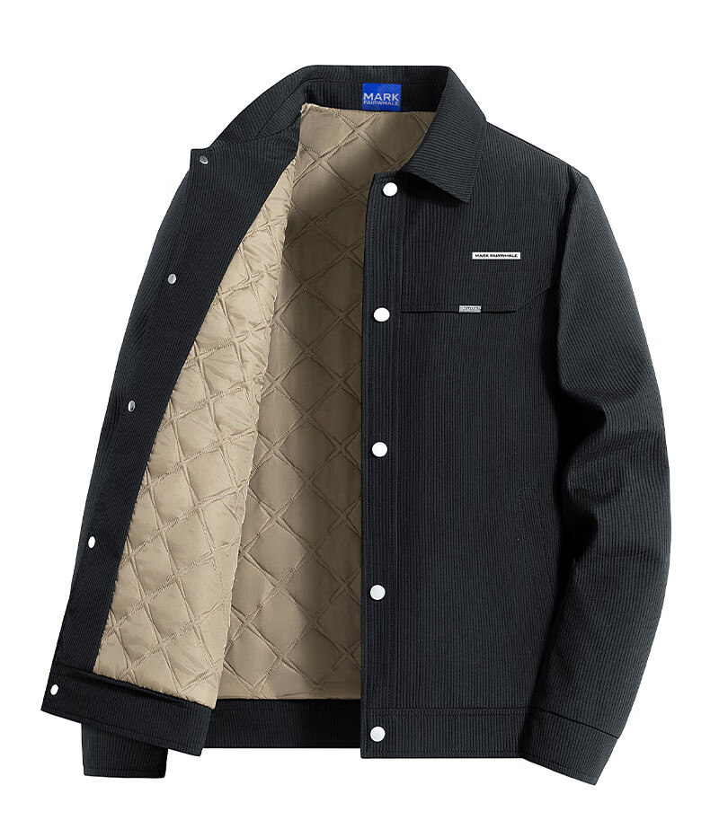 FAIRWHALE Men's Autumn Winter Padded Jacket 2025 Business Trendy Brand Turn-down Collar Autumn Coat 3XL Gray Padded Version 13
